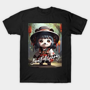 Just Happy Panda Girl T-Shirt